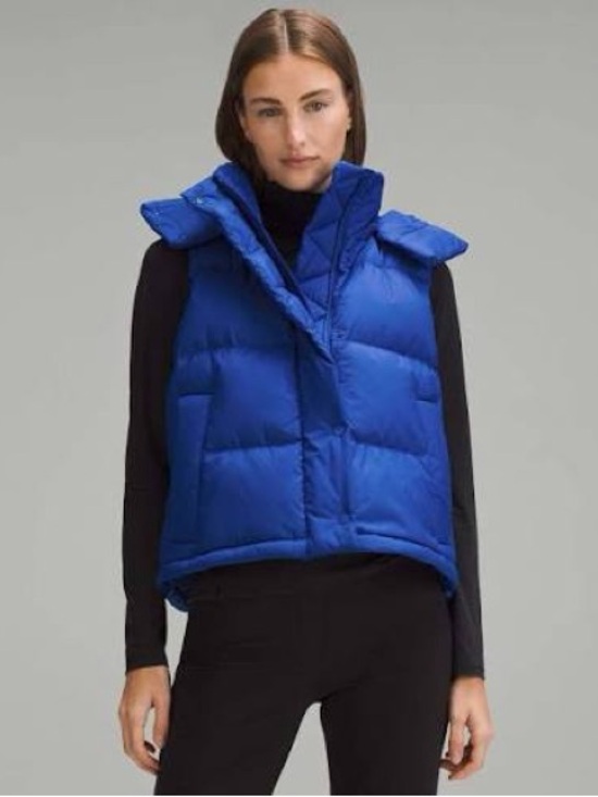 lululemon athletica Jackets & Blazers - Lululemon Wunder Puff Cropped Vest Cobalt Blue Detachable Hood Down Puffer
